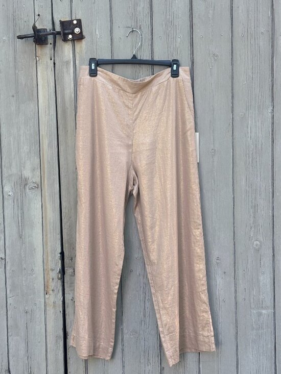Joie Pants - Joie Metallic Linen Wide-Leg Pants | Rose Gold | Size L | NWT